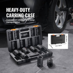Impact Sockets Set 8pcs 6-Point 2.5 cm Drive Bit Ratchet Tool Kit Case