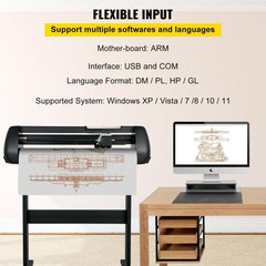 Vinyl Cutter Machine, 28-inch Cutting Plotter, Adjustable Speed and Force, DIY Cutting Machine Kit for Signs Banners Stickers with Floor Stand SignMaster Software Tools for Windows
