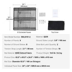 Dog Playpen, 8 Panels Foldable Metal Dog Exercise Pen with Top Cover, 24" H Pet Fence Puppy Crate Kennel with Ground Stakes, Indoor Outdoor Dog Pen for Small Medium Pets, for Camping, Yard