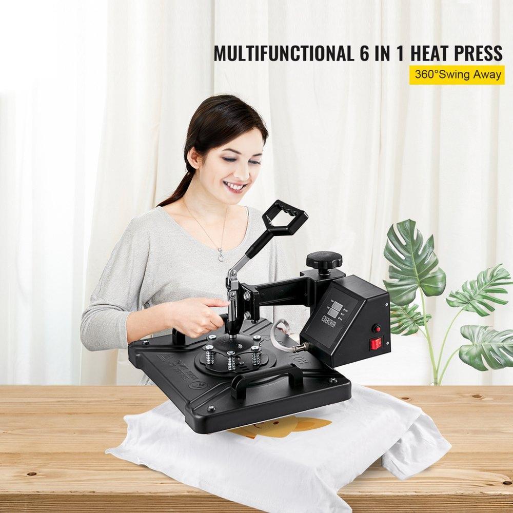 Heat Press 6 in 1 Heat Press Machine 38x30cm T-shirt Press Mug Printing Machine Multifuctional Heat Transfer Machine for T-shirt Mug Hat Plate Sublimation Printing