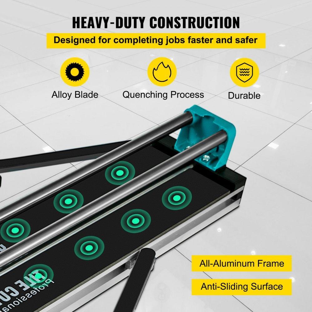 24 Inch/600mm Tile Cutter Double Rails & Brackets Manual Tile Cutter 3/5 in Cap w/Precise Laser Manual Tile Cutter Tools for Precision Cutting