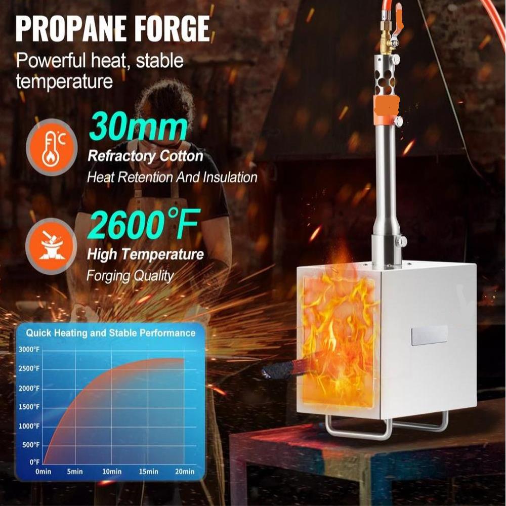 Portable Propane Forge 1 Burner Farrier Forge 2600℉ Knife Metal Square