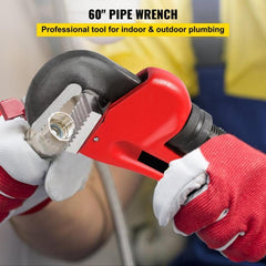 Pipe Wrench, 60 inch, Heavy Duty Cast Iron Straight Plumbing Wrench, Adjustable Plumber Tool for Sink Faucet Toilet Bowl Bathroom Kitchen Drainer Repair Installation