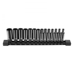 Impact Sockets Set 14PCS 6-Point 1/4" Deep Socket Set Metric 4-15mm Cr-Mo