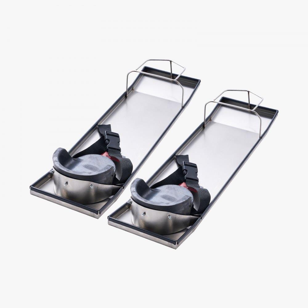 Concrete Knee Boards Stainless Steel, 28'' x 8'' Concrete Sliders, 2 Pairs Concrete Knee Pads Moving Sliders, with Knee Pads & Board Straps for Cement and Concrete Finishing