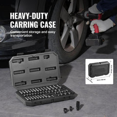 Impact Sockets Set 48pcs 6-Point 1/4" Drive Bit Ratchet Tool Kit Case