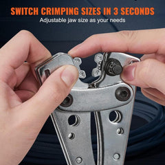 Battery Cable Lug Crimping Tool, 10-1/0AWG with Cable Cutter and 95PCS Copper Ring Terminals, 6 Wire Sizes Crimping Die and 100pcs Heat Shrink Tubes, for Heavy Duty Wire Lugs