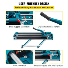 47Inch/1200mm Tile Cutter Double Rail Manual Tile Cutter 3/5 in Cap w/ Precise Laser Positioning Manual Tile Cutter Tools for Precision Cutting
