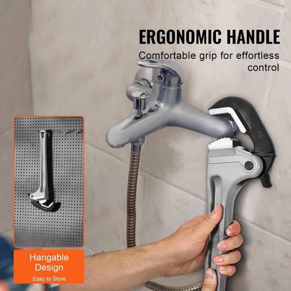 Aluminum Straight Pipe Wrench 18 in Automatic Jaw Adjustment 60CRV Jaw