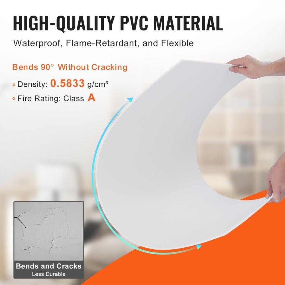 Ceiling Tiles 10-Pack 24 x 24 in PVC Foam Fire-Rated Smooth White