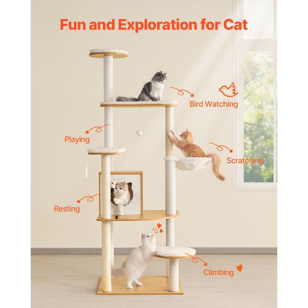 Large Cat Tree Tall Cat Tower Multi-level Condo Play House for Indoor Cat