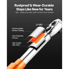 Click Torque Wrench Set 1/4 Inch Drive 20-200lbf-in /2.3-22.6N.m Orange