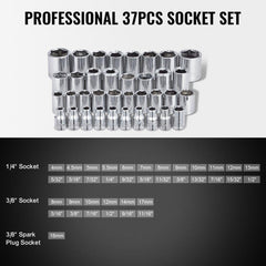 221-Piece Mechanics Tool Set 1/4" and 3/8" Drive Sockets SAE and Metric
