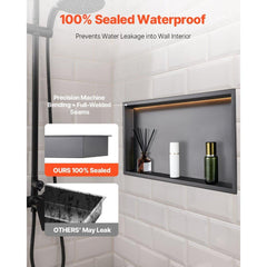 Shower Niche 33.0x63.5x10.2 cm Recessed Shelf W/ LED Strip Stainless Steel