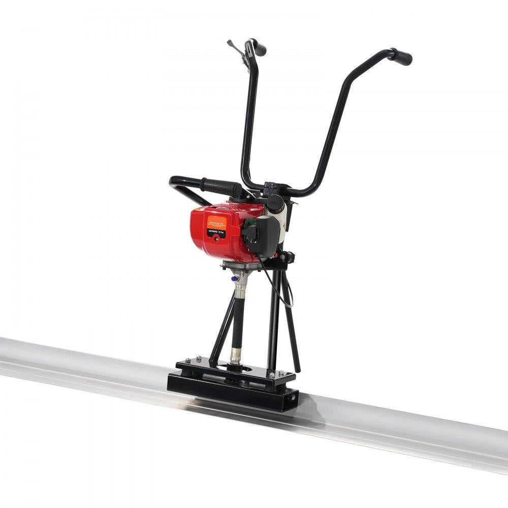Gas Concrete Power Screed, with 2445mm Aluminum Board Straight Edge Bar Set, 4 Stroke Cement Finishing Vibrating Motor with Height Adjustable Handles, High Efficient Concrete Tools 6500RPM