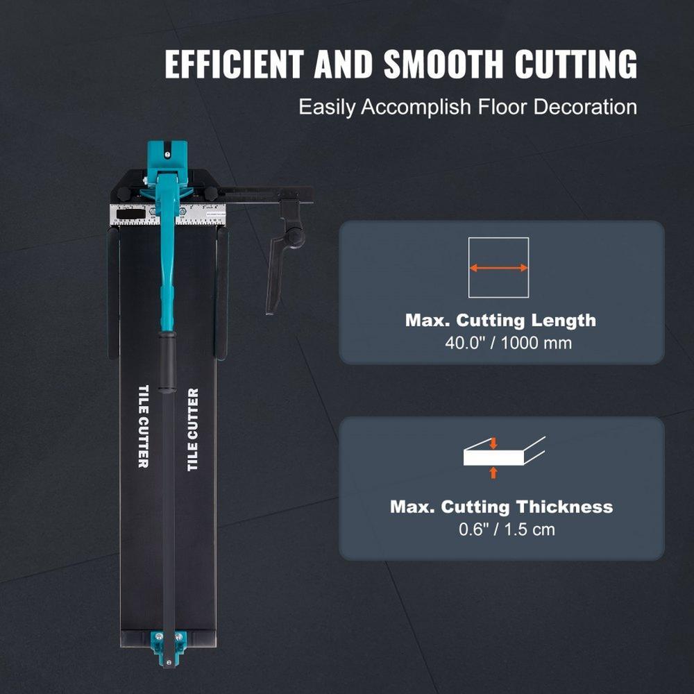 Manual Tile Cutter, 1000mm, Porcelain Ceramic Tile Cutter with Tungsten Carbide Cutting Wheel, Infrared Positioning, Anti-Skid Feet, Durable Rails for professional installers or beginners