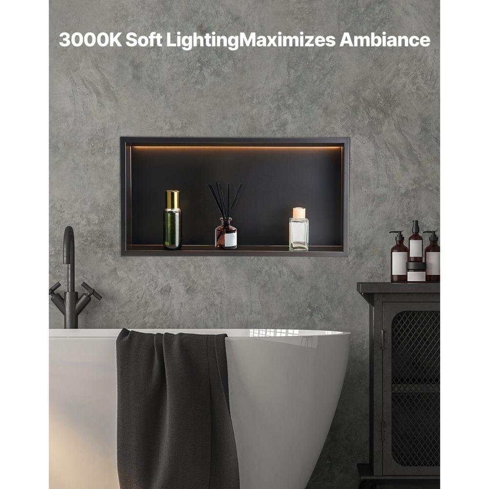 Shower Niche 33.0x63.5x10.2 cm Recessed Shelf W/ LED Strip Stainless Steel