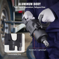 2.5 cm Air Impact Wrench, Up to 3698.45 N·m Reverse Torque Output 2.5 cm Pneumatic Impact Gun Lightweight w/ 2 Handles for Heavy Duty Repairs and Maintenance