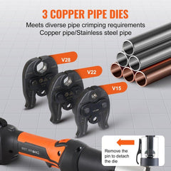 Pro Press Tool Pipe Crimping Kit Press Tool Battery Kit V15 V22 V28