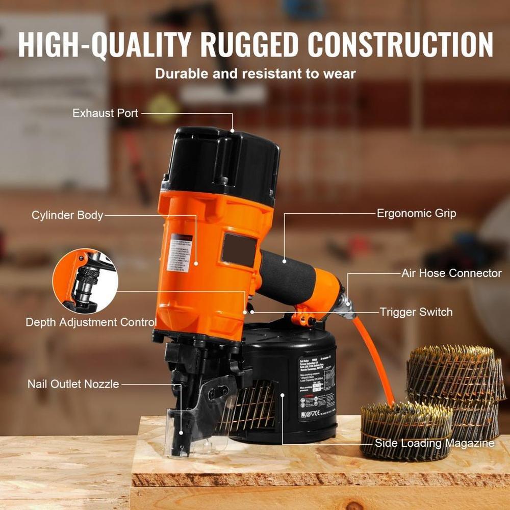 CN83N Coil Siding Nailer 2" to 3-1/4" 15 Degree Pneumatic Nail Gun