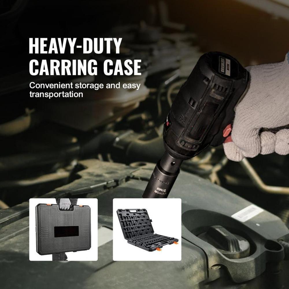 1/2" Drive Impact Socket Set, 65 Piece Socket Set SAE 3/8" to 1-1/4" and Metric 10-24mm, 6 Point Cr-V Alloy Steel for Auto Repair, Easy-to-Read Size Markings, Rugged Construction, Storage Case