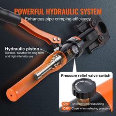Copper Tube Fittings Crimping Tool with TH16/20/26/32 Jaws 360° Rotatable