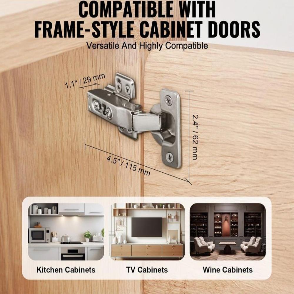 Cabinet Door Hinges 60 Packs Full Overlay Soft Close for Frameless Type