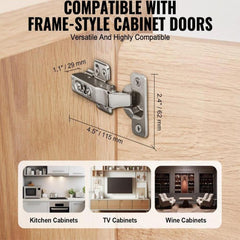 Cabinet Door Hinges 60 Packs Full Overlay Soft Close for Frameless Type