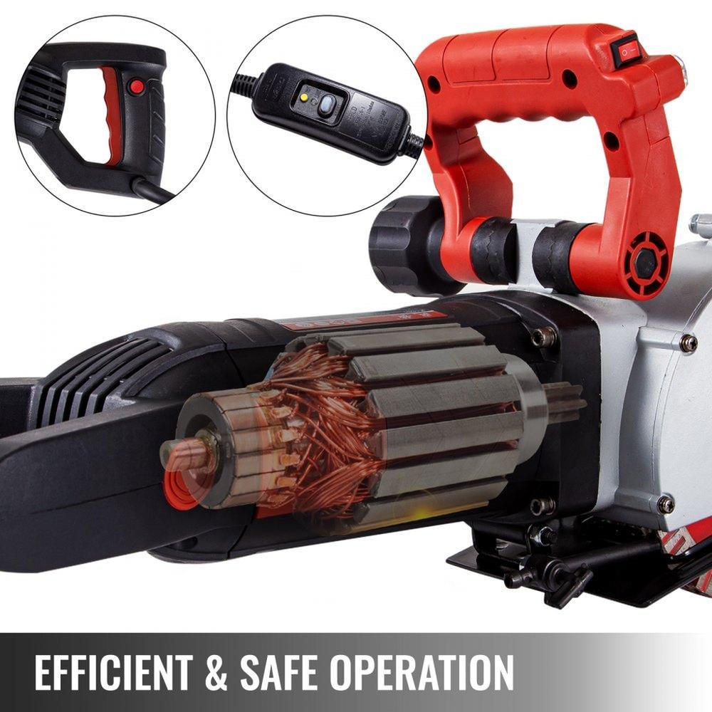 Wall Chaser 34 mm Cutting Depth Wall Groove Cutting Machine 42 mm Cutting Width Wall Slotting Machine 4800W Wall Cutting Machine With 5 Saw Blades 125 mm Diameter 6200r/Min with Infrared Ray