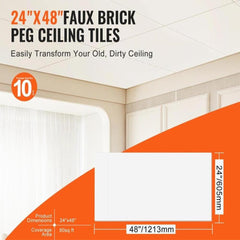Ceiling Tiles 10-Pack 24 x 24 in PVC Foam Fire-Rated Smooth White