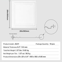 Ceiling Tiles 16-Pack 20 x 20 in Polystyrene Easy Installation Glue-up
