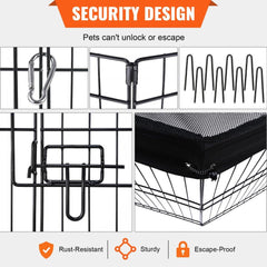 Dog Playpen, 8 Panels Foldable Metal Dog Exercise Pen with Top Cover, 24" H Pet Fence Puppy Crate Kennel with Ground Stakes, Indoor Outdoor Dog Pen for Small Medium Pets, for Camping, Yard