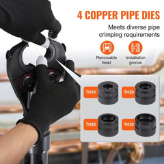 Copper Tube Fittings Crimping Tool with TH16/20/26/32 Jaws 360° Rotatable