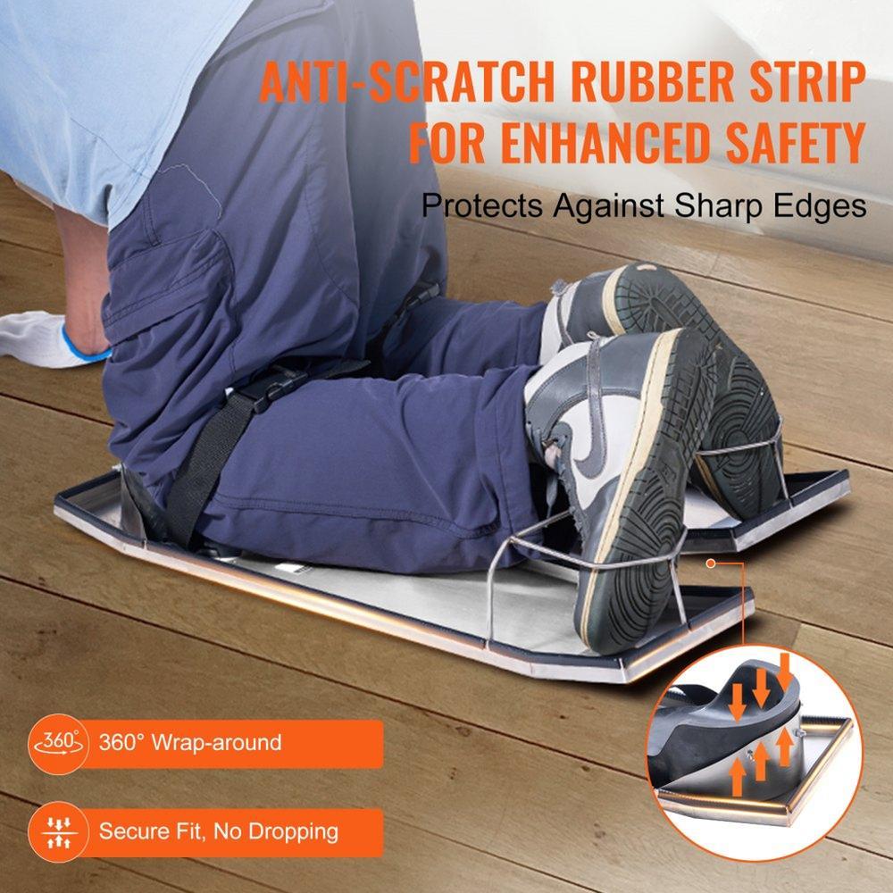 Concrete Knee Boards Slider Knee Boards 28” x 8” Kneeler Board Stainless Steel Kneedboards  Concrete Sliders Pair Moving Sliders w/ Concrete Knee Pads & Board Straps for Concrete Finishing