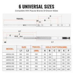 10 Pairs of 609.6mm Drawer Slides Side Mount Rails, Heavy Duty Full Extension Steel Track, Soft-Close Noiseless Guide Glides Cabinet Kitchen Runners with Ball Bearing, 100 Lbs Load Capacity