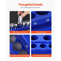 Magnetic Socket Organizer Set 4PCS Socket Trays Blue & Red for Metric SAE