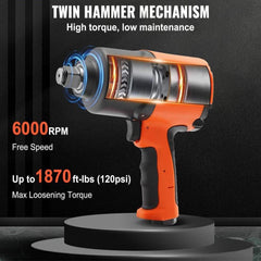 Air Impact Wrench, 3/4-Inch Drive Air Impact Gun, Up to 1870ft-lbs Nut-busting Torque, Composite Pneumatic Impact Wrench for Auto Repairs and Maintenance Heavy Duty