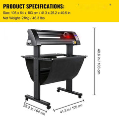 Vinyl Cutter, 870mm Vinyl Plotter, LED Screen Plotter Cutter, Semi-Automatical Built-in Optical Eye for Accurate Guiding, Compatible with SignMaster Software for Windows System with Stand
