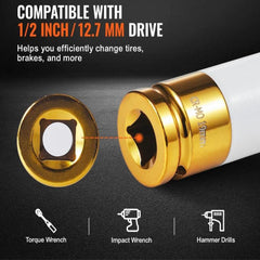 Lug Nut Impact Socket Set 1/2 in Drive Metric and SAE 6-Point Deep Socket