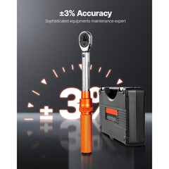 Click Torque Wrench Set 1/4Inch Drive 20-240 lbf-in/2.3-27.1N.m Orange