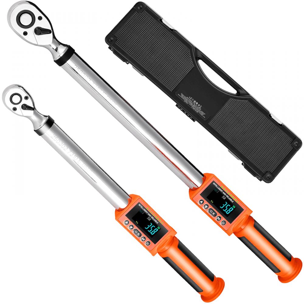 Digital Torque Wrench Set 2 Pieces 1/2 3/8 Inch Drive 72-Tooth Electronic