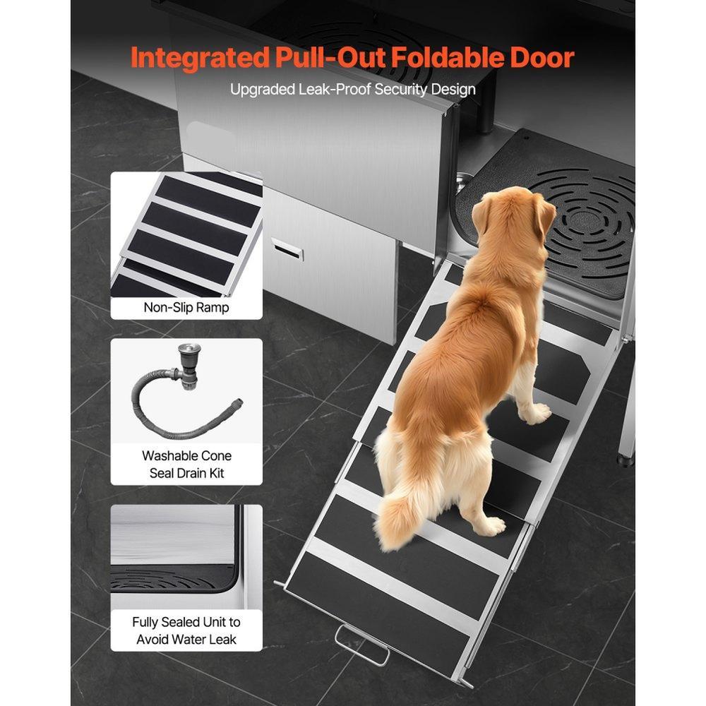 155 cm Dog Grooming Bath Tub Stainless Steel w Ramp Water Filter