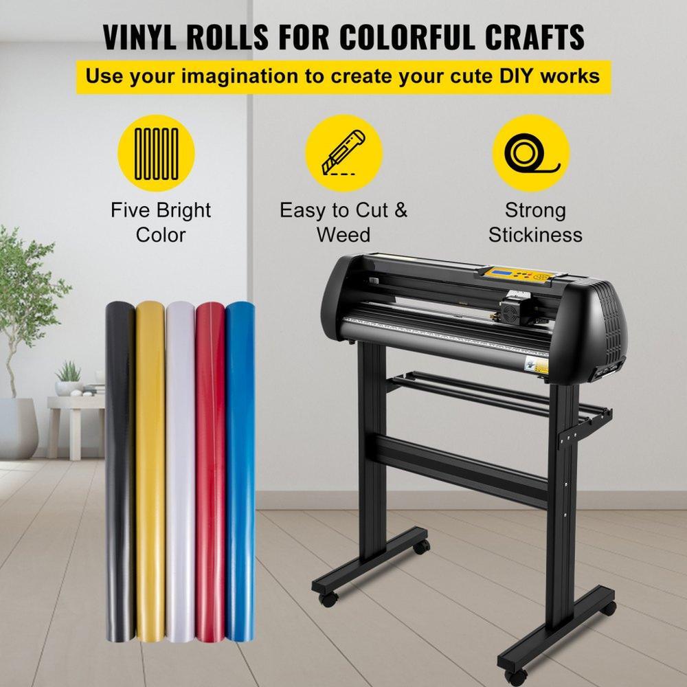 Vinyl Cutter Machine, 28-inch Cutting Plotter, Adjustable Speed and Force, DIY Cutting Machine Kit for Signs Banners Stickers with Floor Stand SignMaster Software Tools for Windows