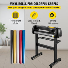 Vinyl Cutter Machine, 28-inch Cutting Plotter, Adjustable Speed and Force, DIY Cutting Machine Kit for Signs Banners Stickers with Floor Stand SignMaster Software Tools for Windows