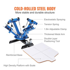 4 Color 1 Station Silk Screening Screenprint Press Screen Printing Machine