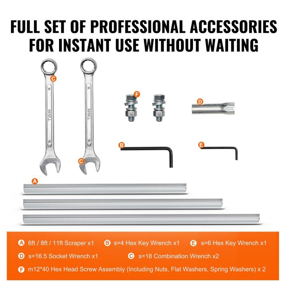 Gas Concrete Power Screed, 6ft/8ft/11ft Aluminum Board Straight Edge Bar Set, 4 Stroke Cement Finishing Vibrating Motor with Height Adjustable Handles, High Efficient Concrete Tools 6500RPM