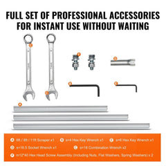 Gas Concrete Power Screed, 6ft/8ft/11ft Aluminum Board Straight Edge Bar Set, 4 Stroke Cement Finishing Vibrating Motor with Height Adjustable Handles, High Efficient Concrete Tools 6500RPM