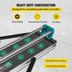 31 Inch/800mm Tile Cutter Double Rails & Brackets Manual Tile Cutter 3/5 in Cap w/Precise Laser Manual Tile Cutter Tools for Precision Cutting