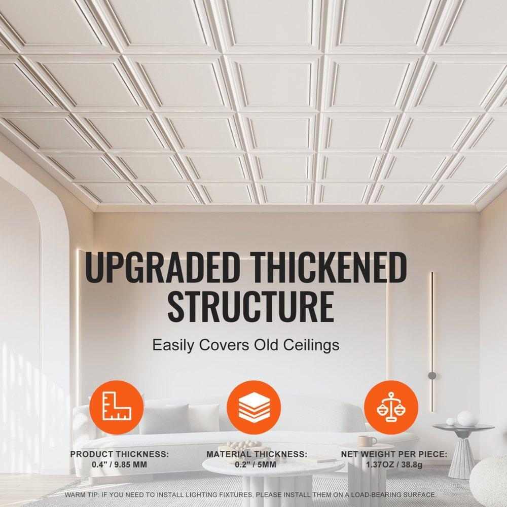 Ceiling Tiles 96-Pack 20 x 20 in Polystyrene Easy Installation Glue-up