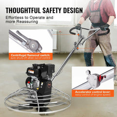 Power Walk-Behind Cement Trowel 38” 6HP Gas-Powered with Float Pan Blade